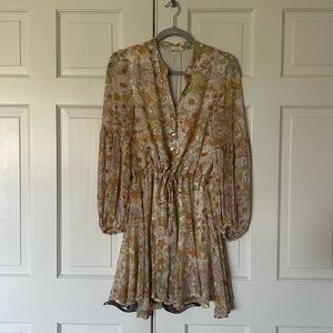 Orange, yellow, green and white floral dress. Size small